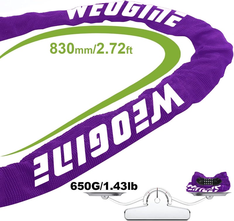 Weogine Bike Lock with Numbers and high Security Level, Bike Chain Lock, Bicycle Locks, 5 Digit Combination Lock for Bike, Bicycle, Scooter, Motorcycle, Door, Gate, Fence - Image 5